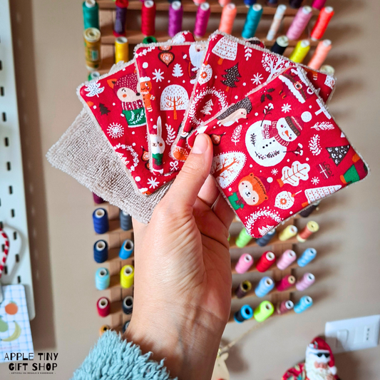 Set 5 Dischetti Struccanti Riutilizzabili Handmade - Natale