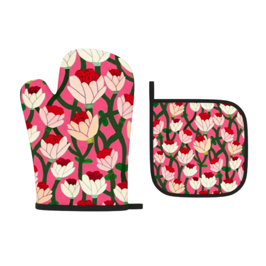 Guanto e Presina Cucina - Fiori