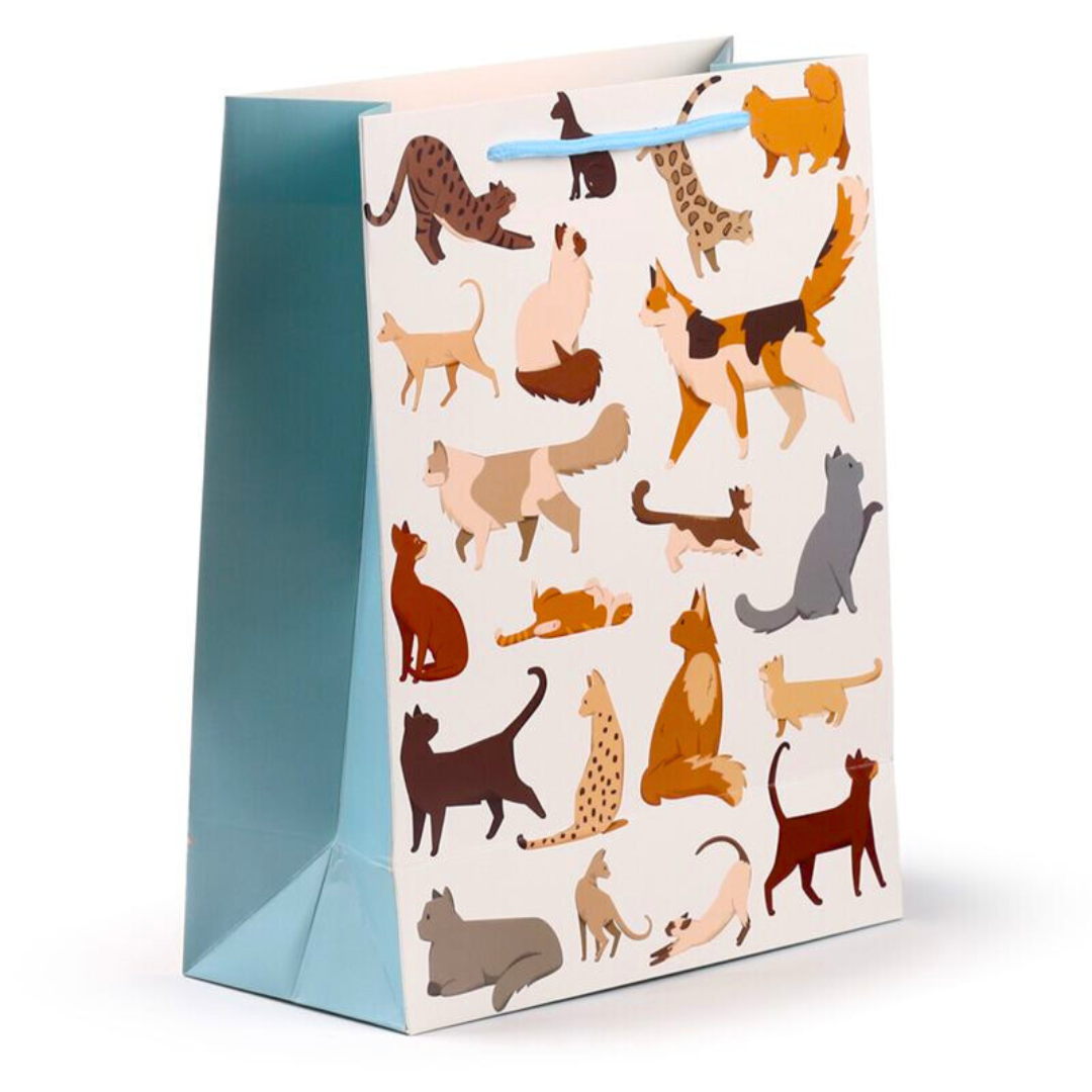 Busta Regalo con Etichetta Gatti - Taglia L