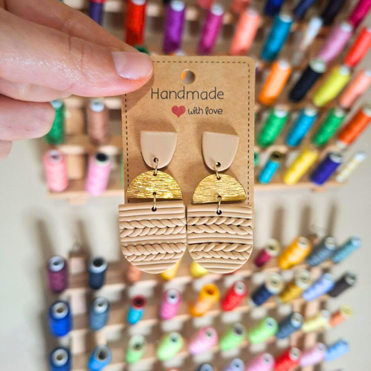 Orecchini Argilla Polimerica - Intreccio BEIGE