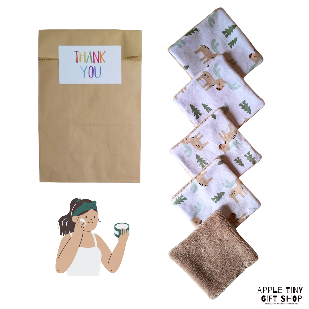 Set 5 Dischetti Struccanti Riutilizzabili Handmade - Renne