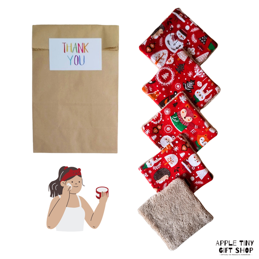 Set 5 Dischetti Struccanti Riutilizzabili Handmade - Natale