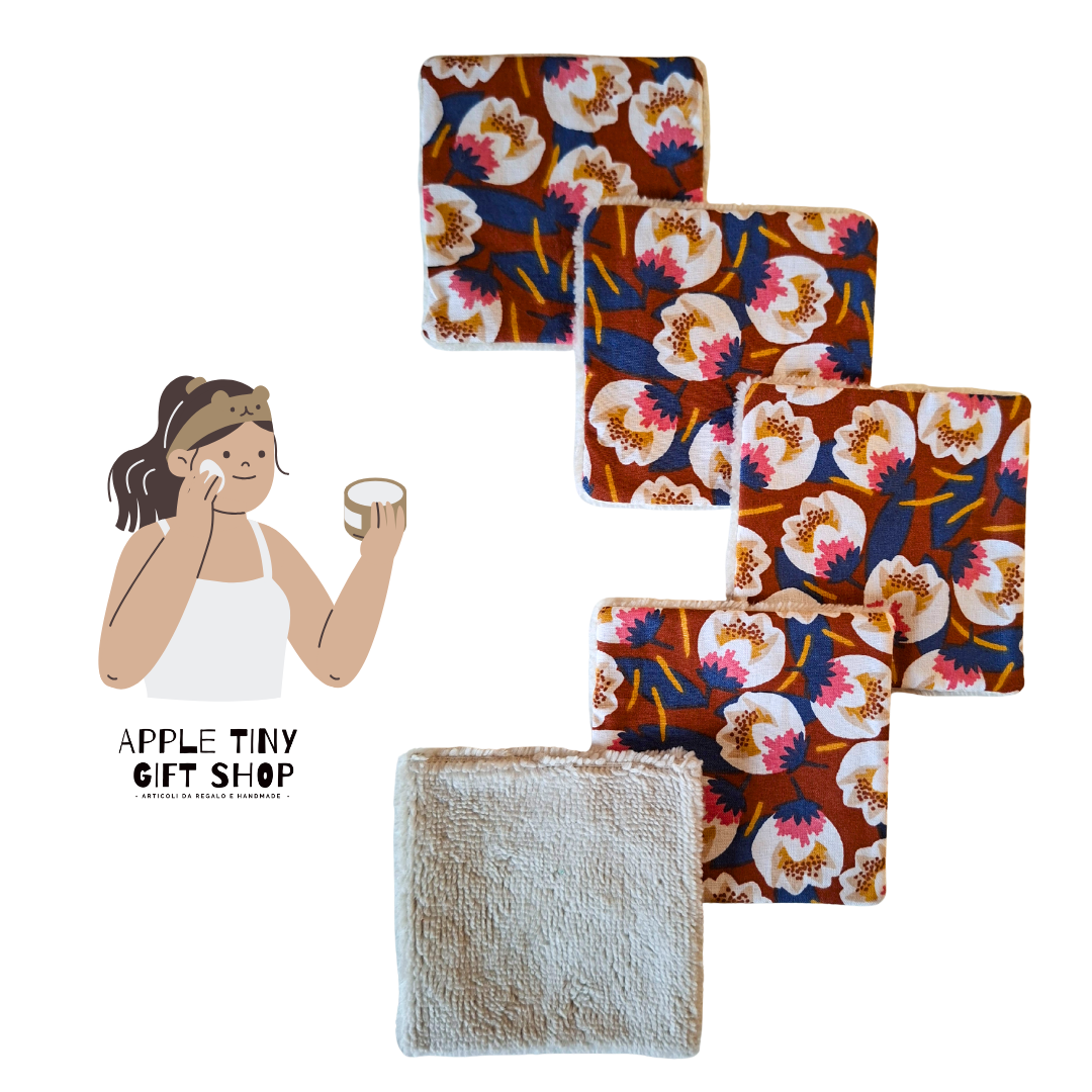 Set 5 Dischetti Struccanti Riutilizzabili Handmade - Fiori