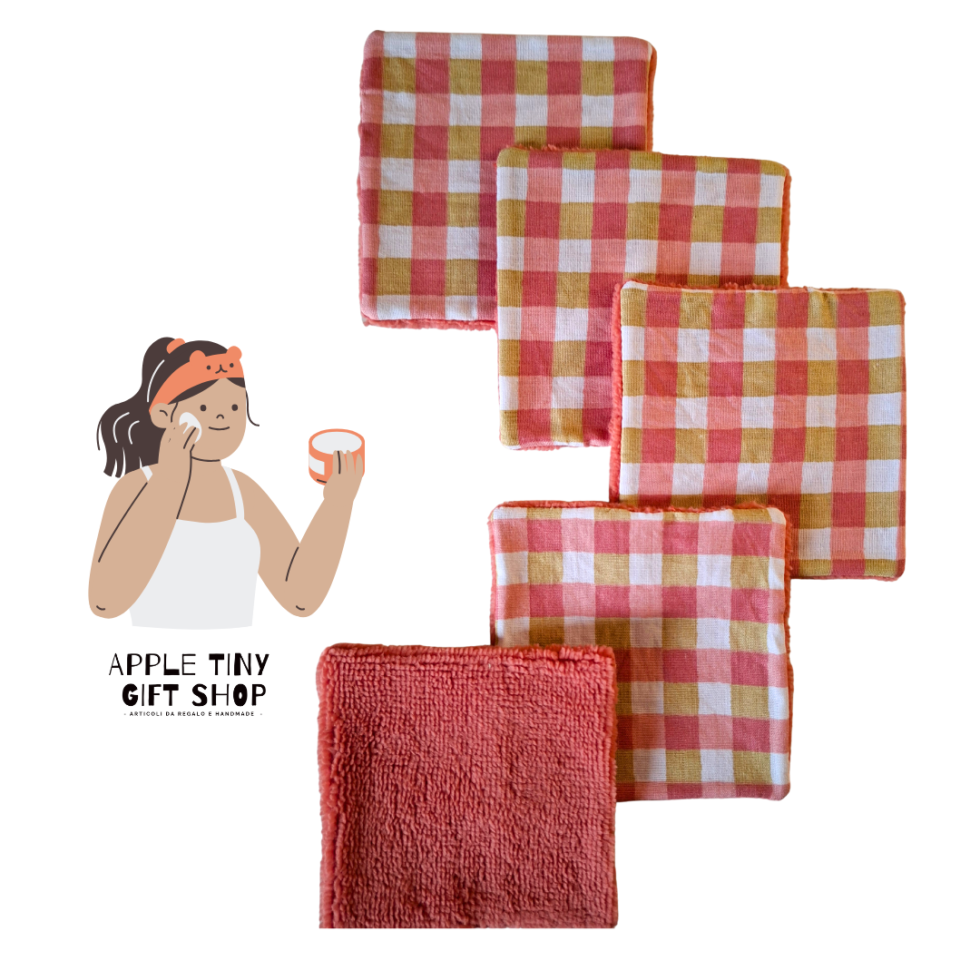 Set 5 Dischetti Struccanti Riutilizzabili Handmade - Quadretti