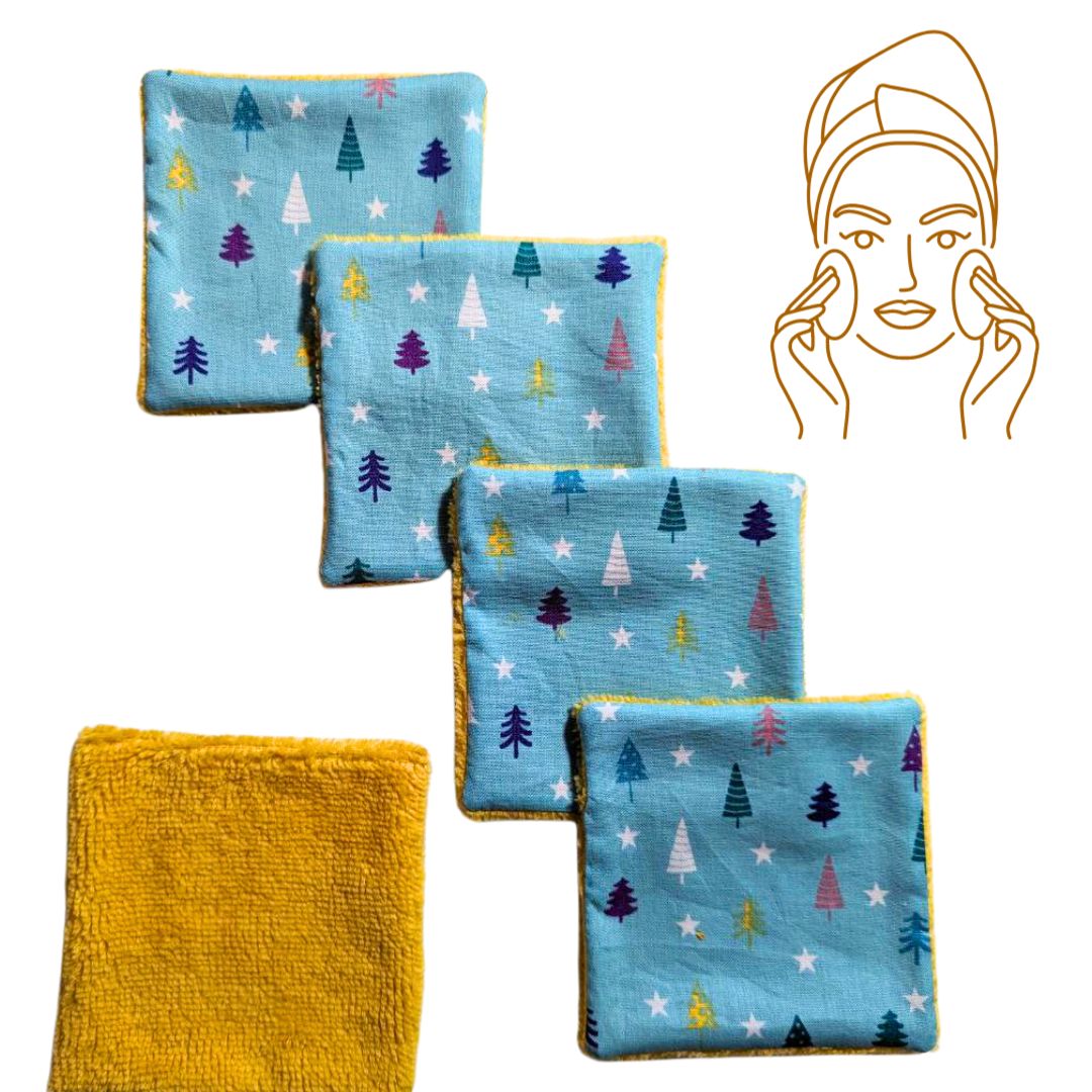 Set 5 Dischetti Struccanti Riutilizzabili Handmade - Alberi Natale