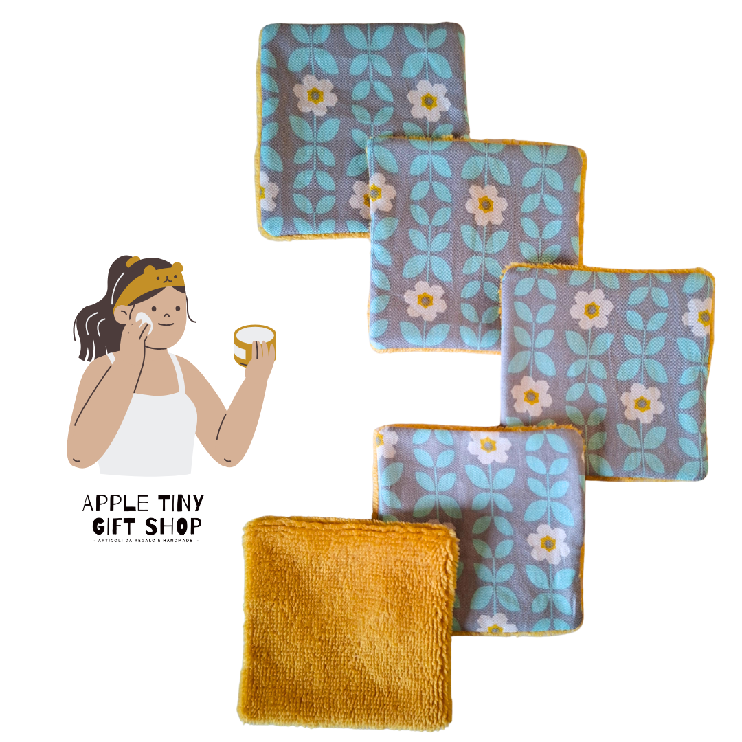 Set 5 Dischetti Struccanti Riutilizzabili Handmade - Margherite Vintage