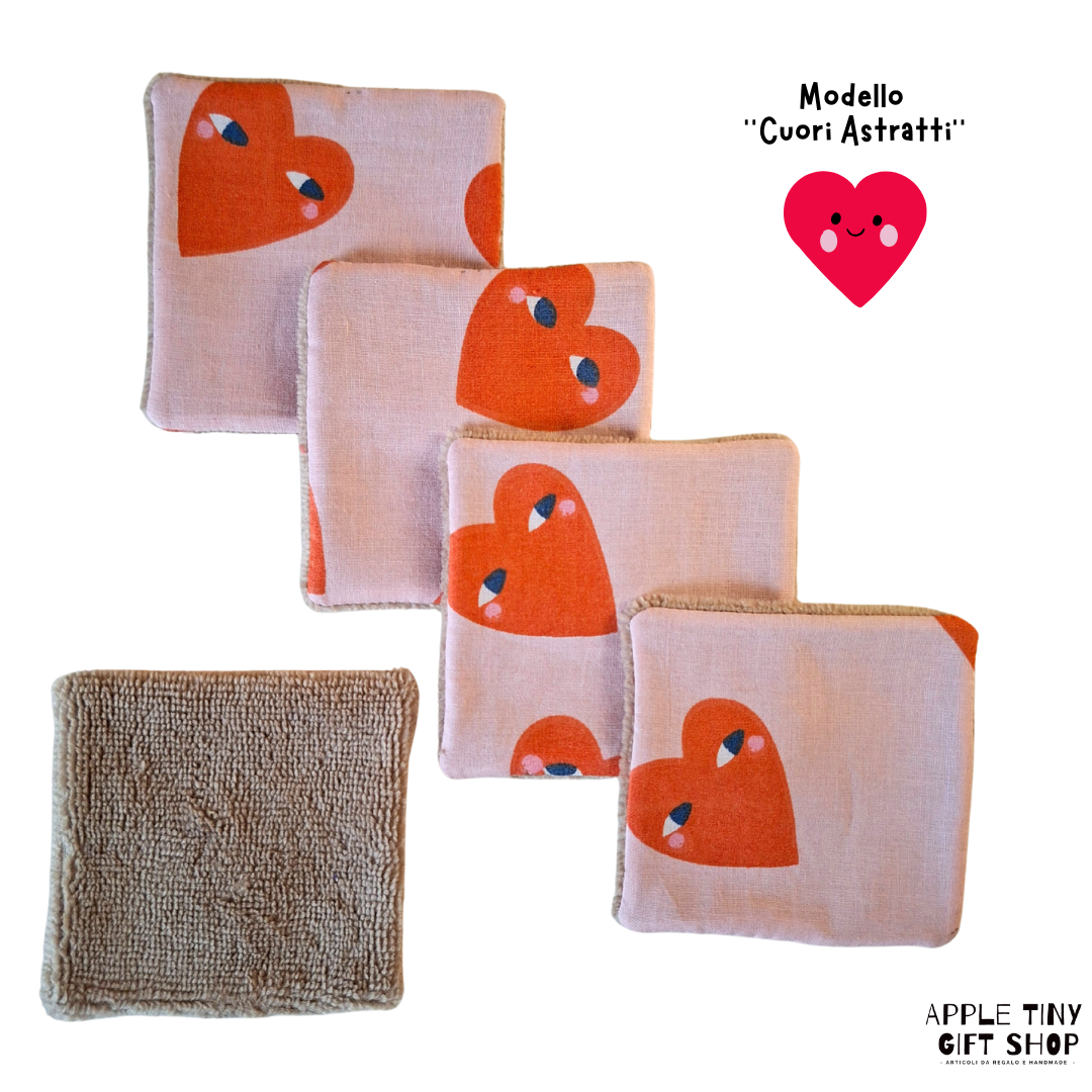 Set 5 Dischetti Struccanti Riutilizzabili Handmade - Cuori