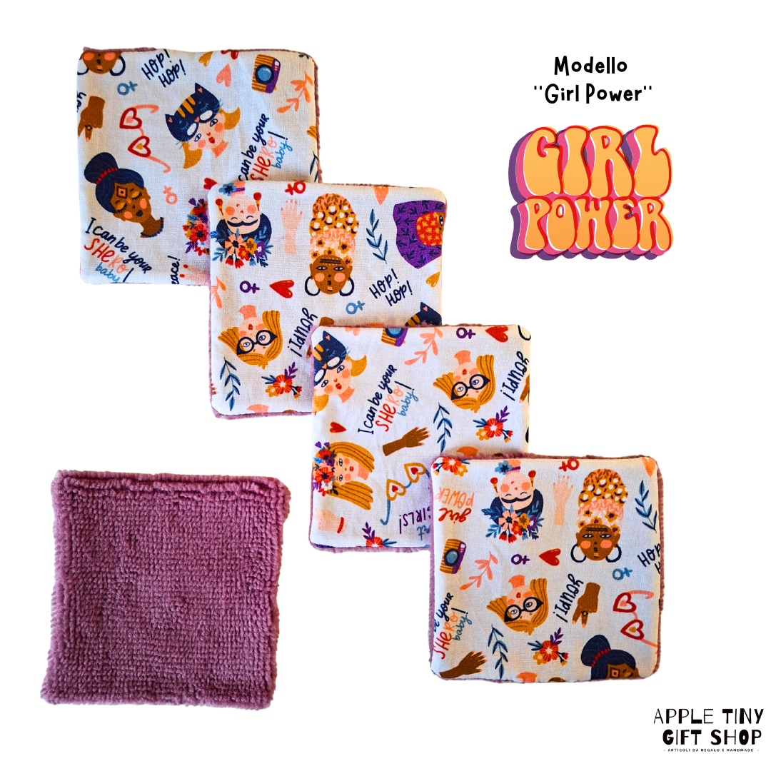 Set 5 Dischetti Struccanti Riutilizzabili Handmade - Girl Power