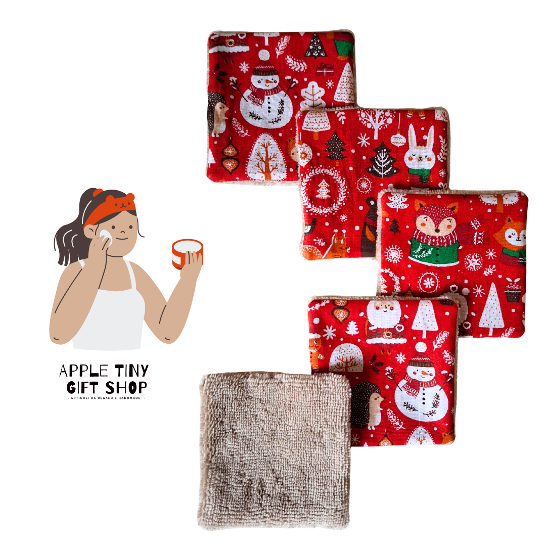 Set 5 Dischetti Struccanti Riutilizzabili Handmade - Natale