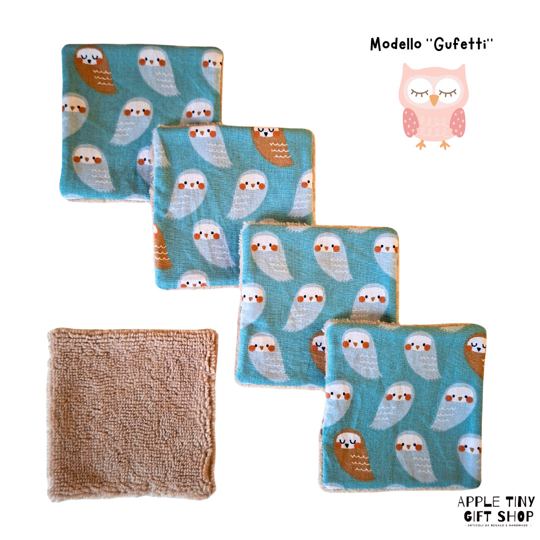 Set 5 Dischetti Struccanti Riutilizzabili Handmade - Gufetti