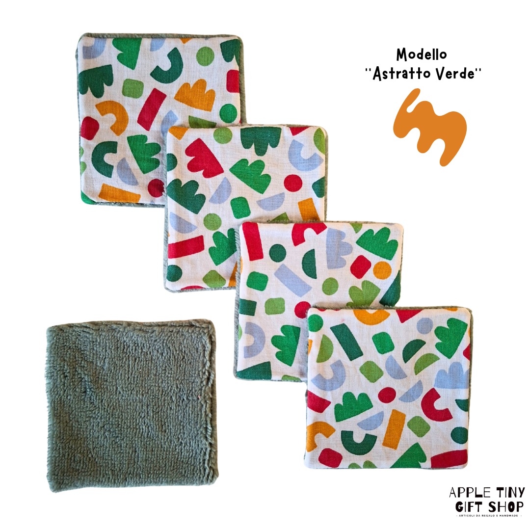 Set 5 Dischetti Struccanti Riutilizzabili Handmade - Astratto Verde