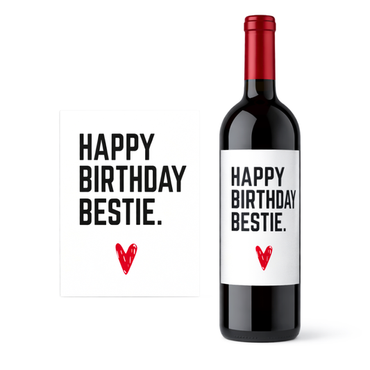 Etichetta Adesiva Bottiglie - Happy Birthday Bestie