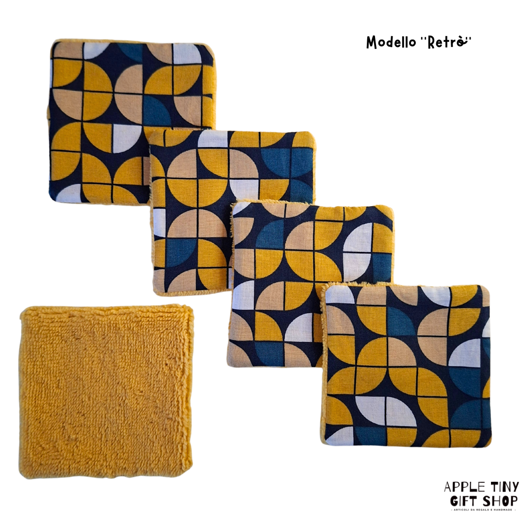 Set 5 Dischetti Struccanti Riutilizzabili Handmade - Retrò Blu
