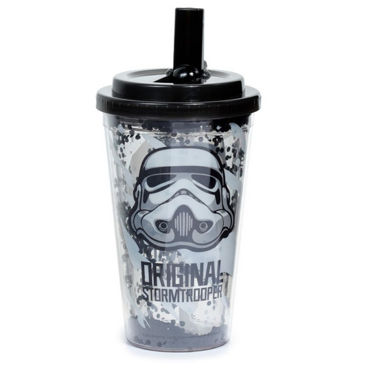 Bicchiere Infrangibile con Tappo e Cannuccia- Stormtrooper