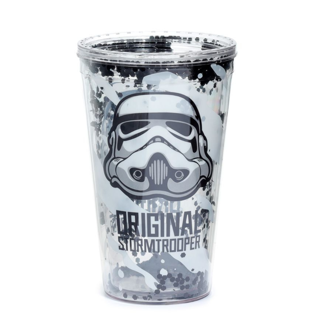 Bicchiere Infrangibile con Tappo e Cannuccia- Stormtrooper