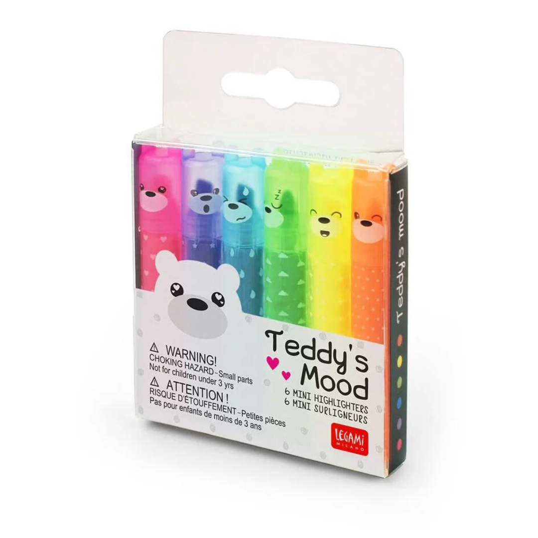 Set di 6 Mini Evidenziatori - Teddy's Mood Fluo