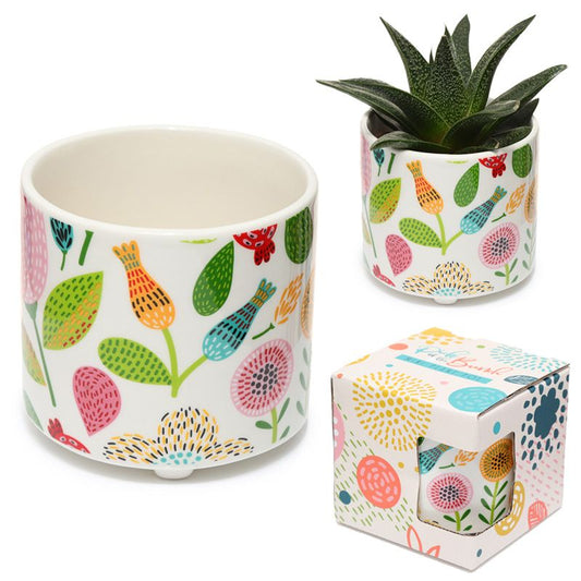 Vaso in Ceramica - Fiori e Foglie