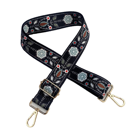 Tracolla Borse - Fiori Sfondo Nero