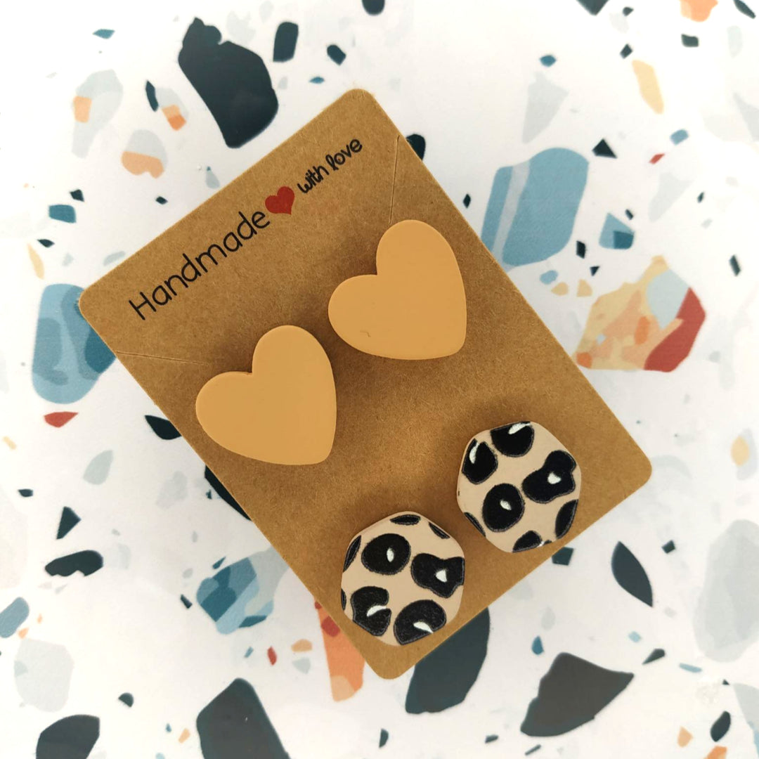 Orecchini in Resina - Cuore e Esagono