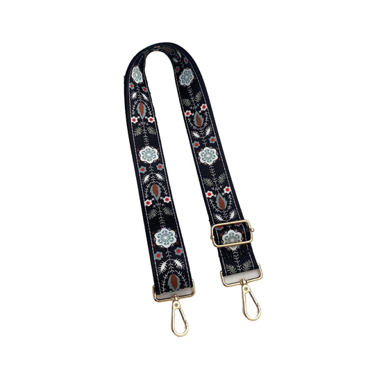 Tracolla Borse - Fiori Sfondo Nero