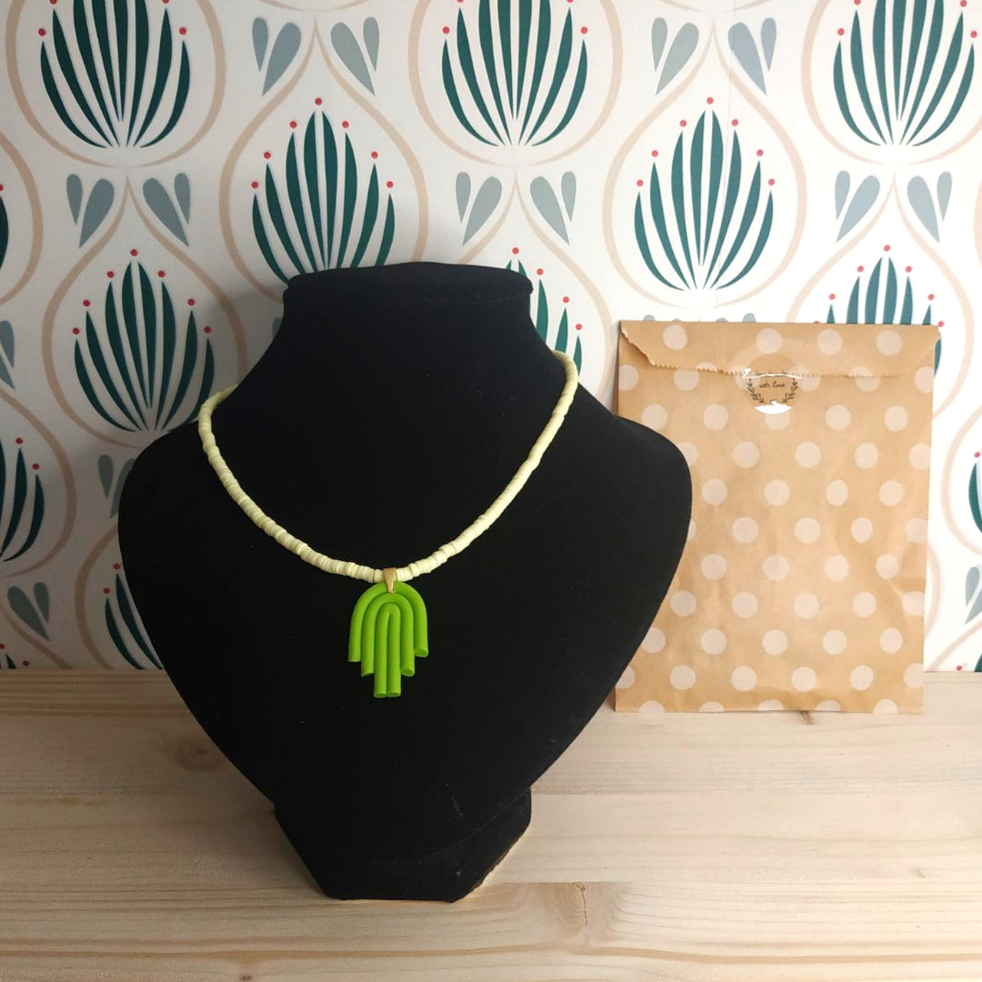 Collana Argilla Polimerica - Giallo/Verde