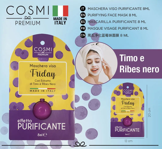 Cosmi Milano Maschera Viso - Purificante con estratto di Timo e Ribes